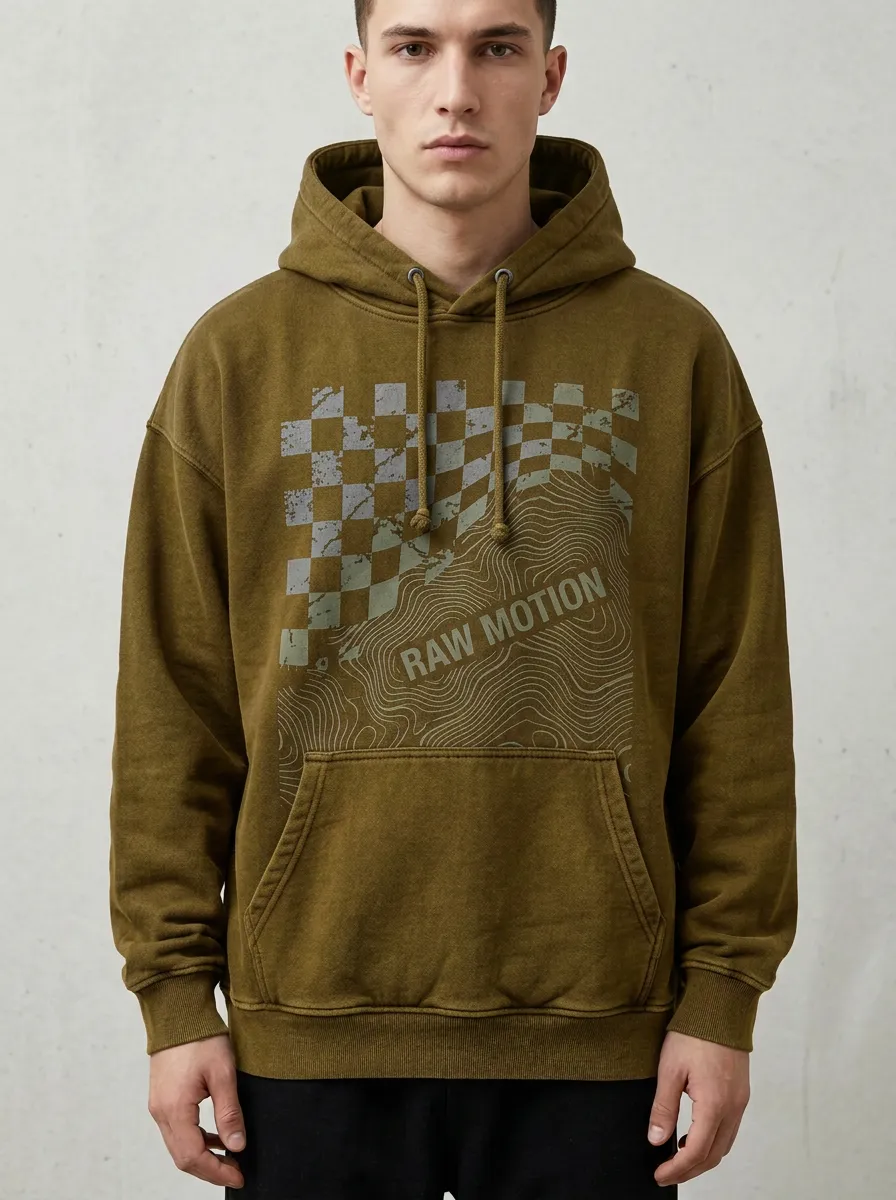 Topographic Checkered Men's Graphic Hoodie