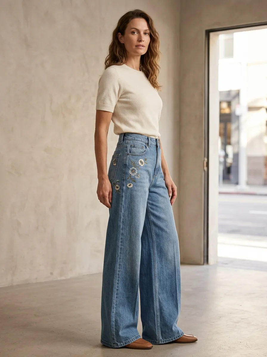 Women's Wide Leg Casual Denim Jeans