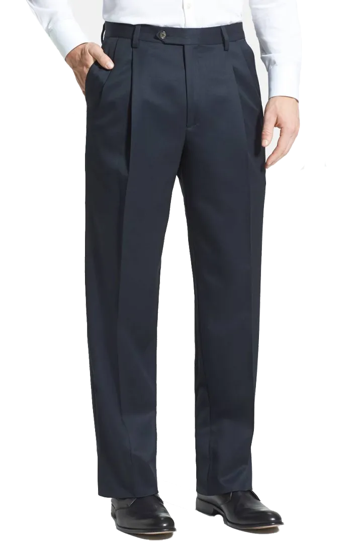 Versatile Gabardine Tropical Weave Flat Front Pleated Front Regular Rise Trousers