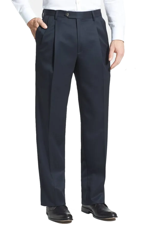 Modern Gabardine Tropical Weave Flat Front Pleated Front Short Rise Trousers