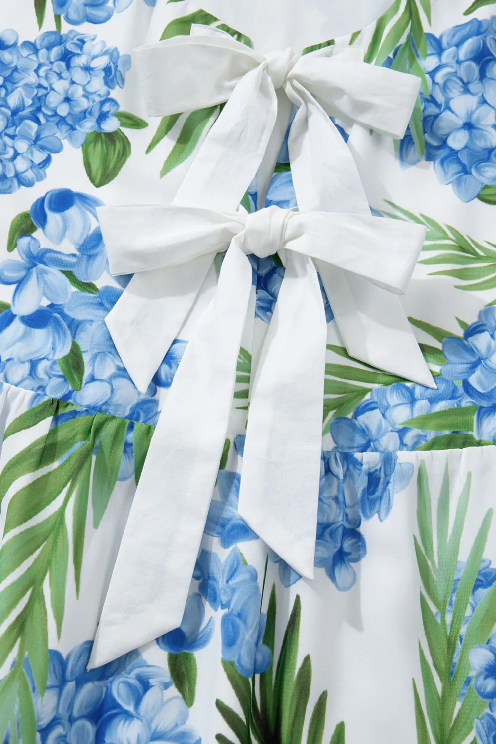 Blue Floral Ribbon Ruffle Dress