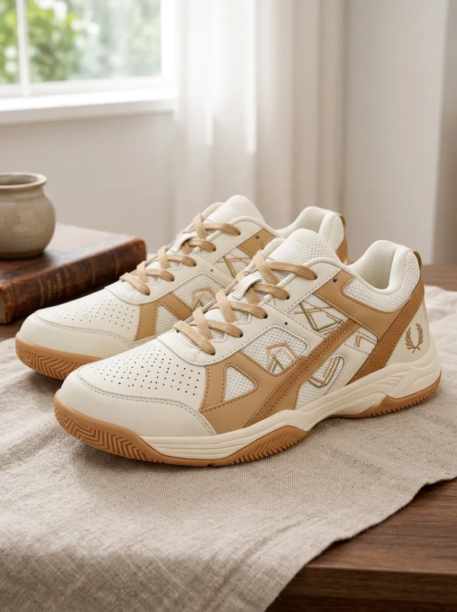Women's Casual Beige Wreath Logo Printed Sneakers