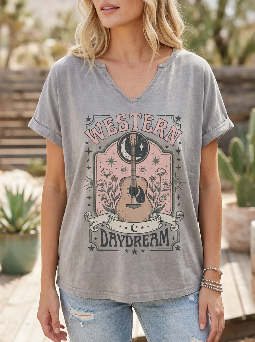 Guitar Western Women's V-Neck T-Shirt