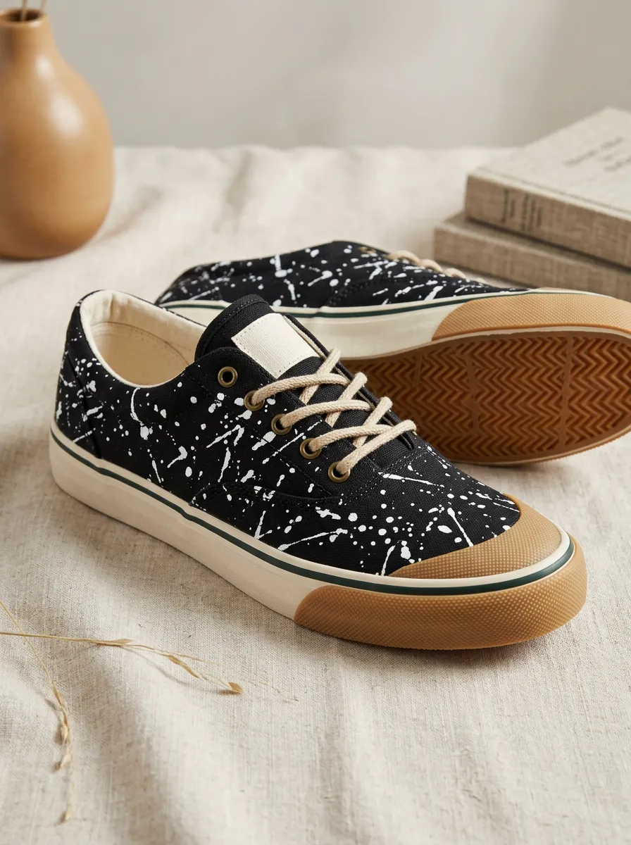 Relaxed Graphic Style Men's Canvas Shoes