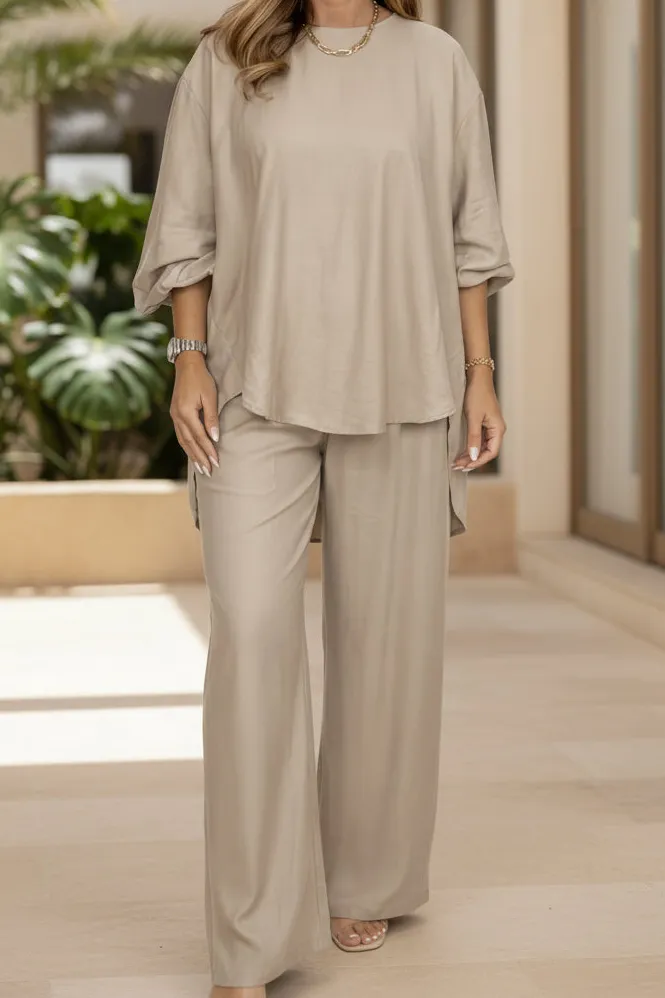 Wide-Leg Stretch Women's Two-Piece Set
