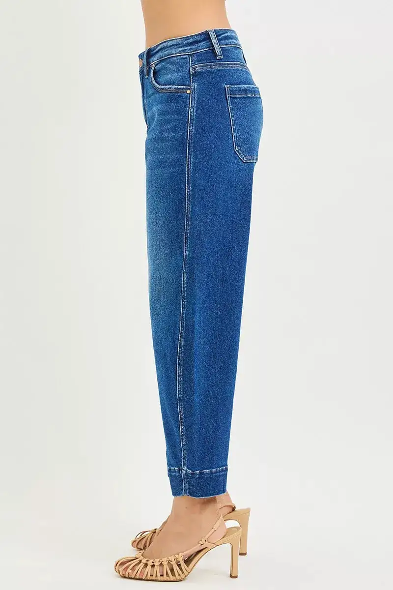 Mid Rise Barrel Leg Jeans
