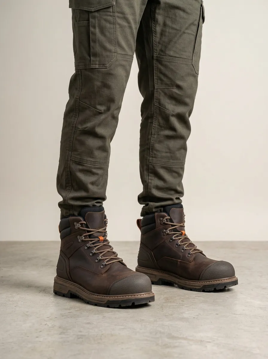 Unisex Construction Worker Waterproof Leather Printed Work Boots