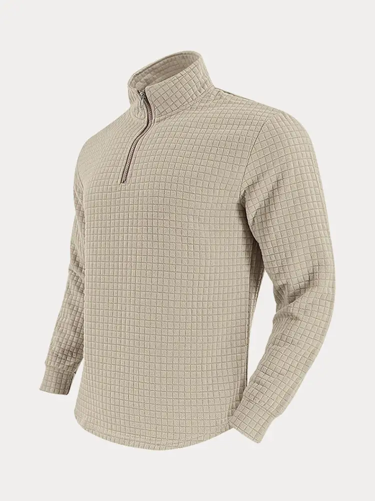 Casual Checkered Stand Collar Sweatshirt Hoodie