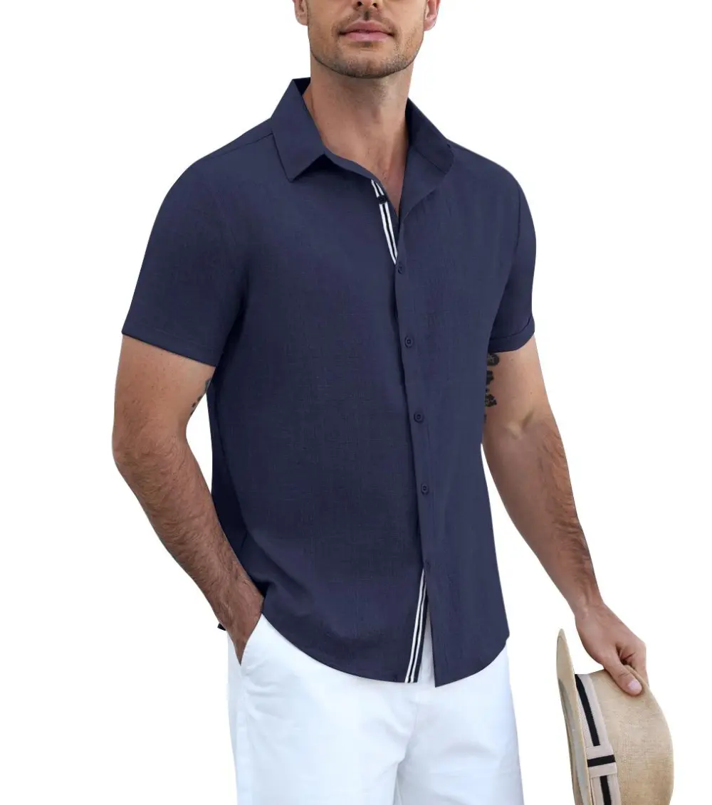 Timelss Contrast Placket Short Sleeve Shirt