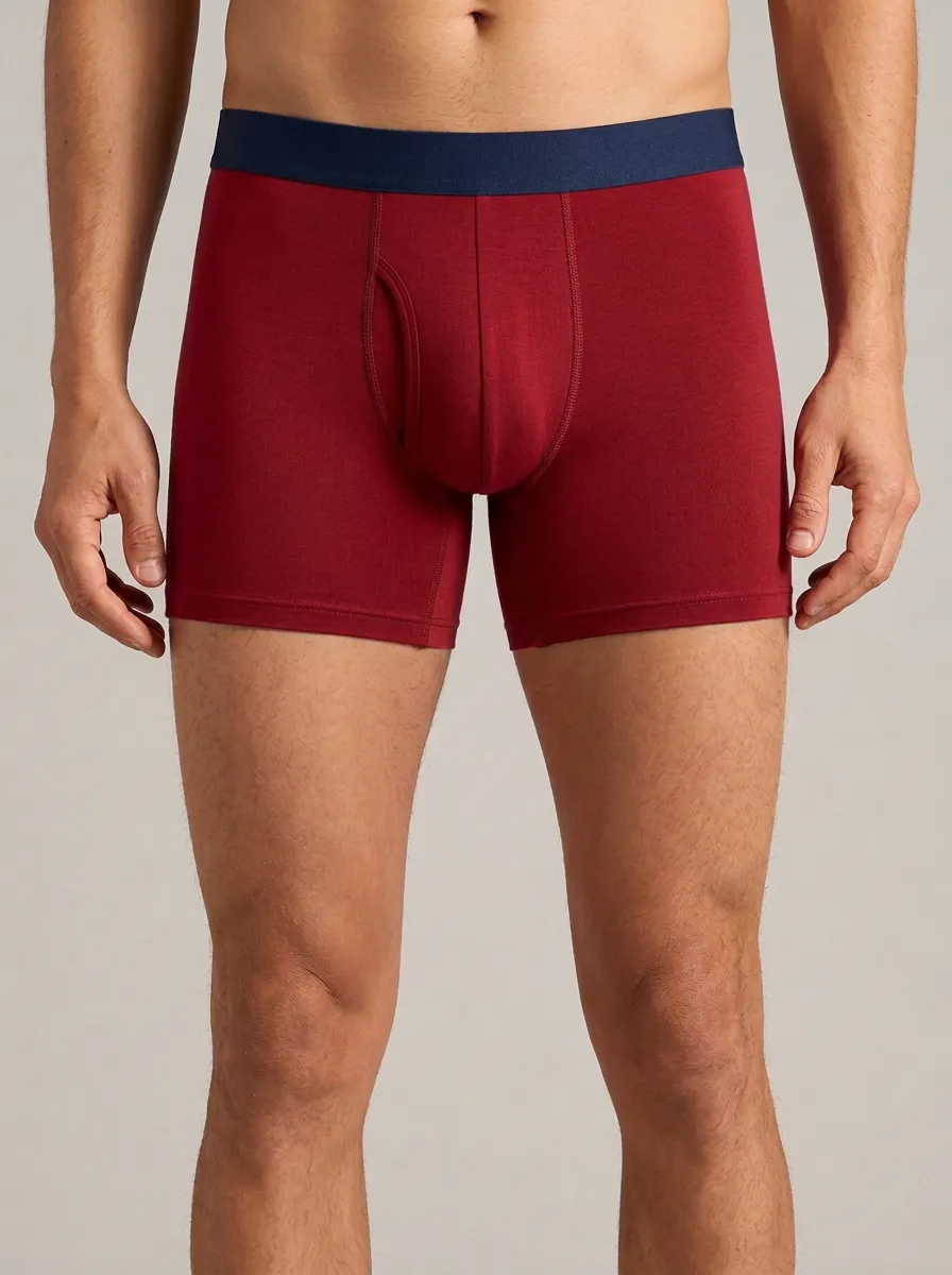 Men's Teal Blue Boxer Briefs with Contrast Waistband Boxer Briefs