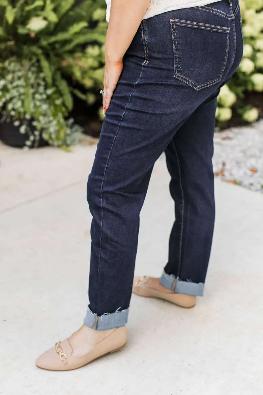 High-Rise Raw Hem Ankle Straight Leg Clean Finish Jeans