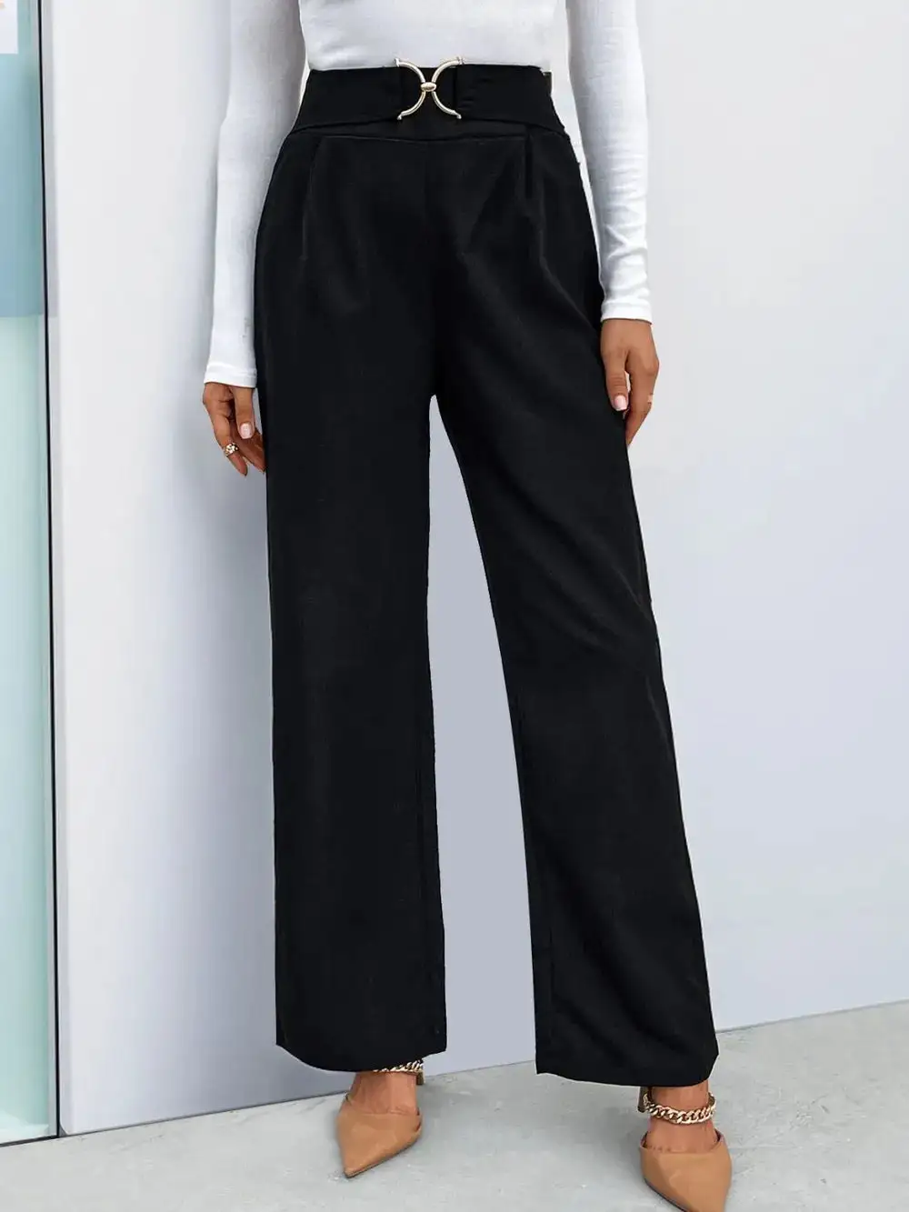 Straight Leg High Waist Versatile Modern Pants