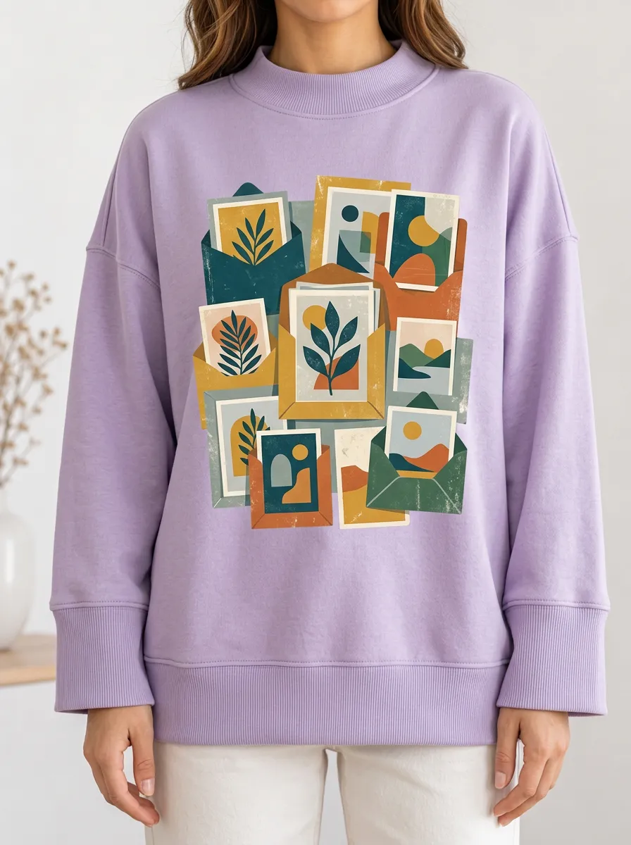 Women's Casual Hoodie Featuring Floral Envelope Composition