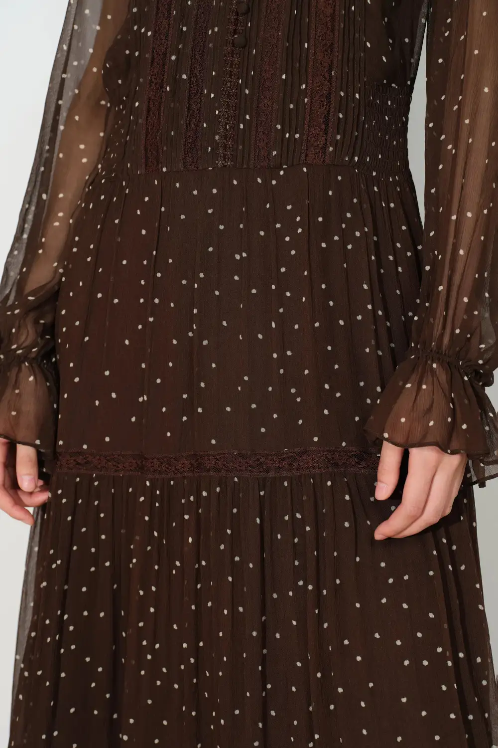 Ruffled Polka Dot Maxi Slip Dress