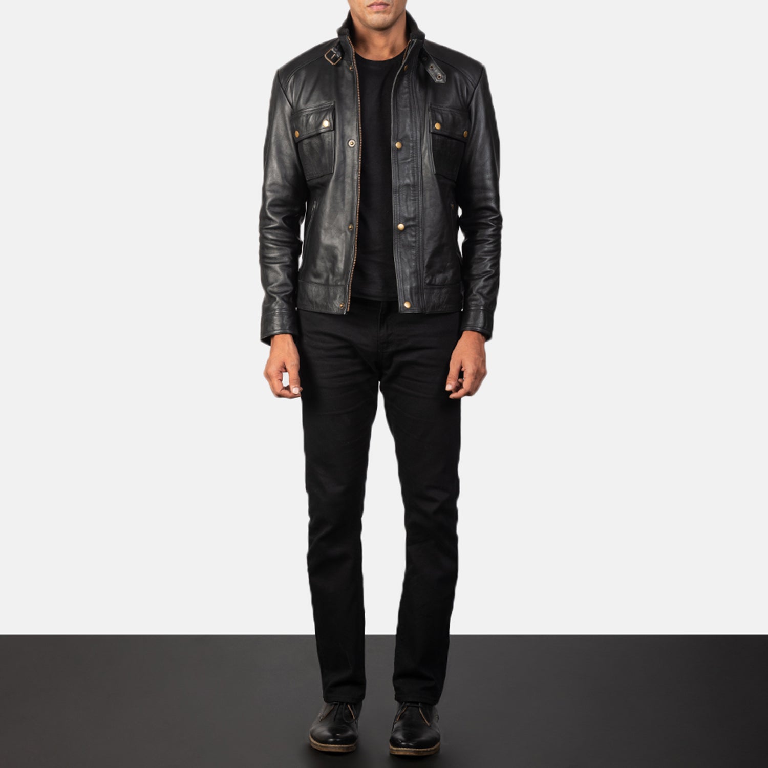 Men's Rugged Classic Biker Leather Jacket