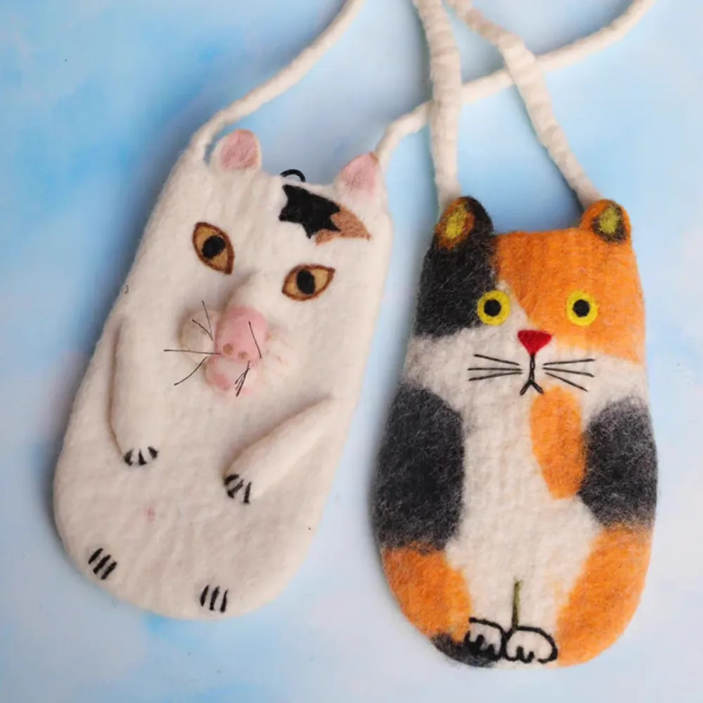 Cat Motif Phone Crossbody Bag