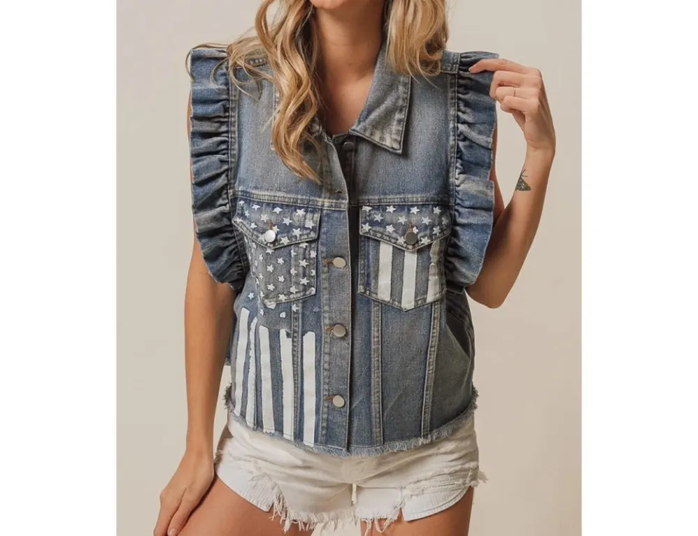 Flag Washed Denim Jacket