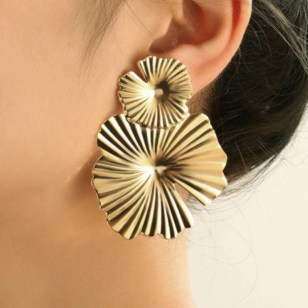 Floral Metal Statement Earrings