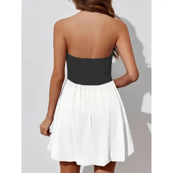 Ruched Two-Tone Tube Mini Dress