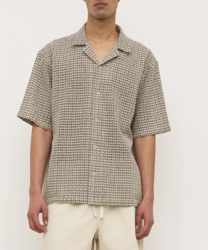 Cream & Black Textured Resort Shirt