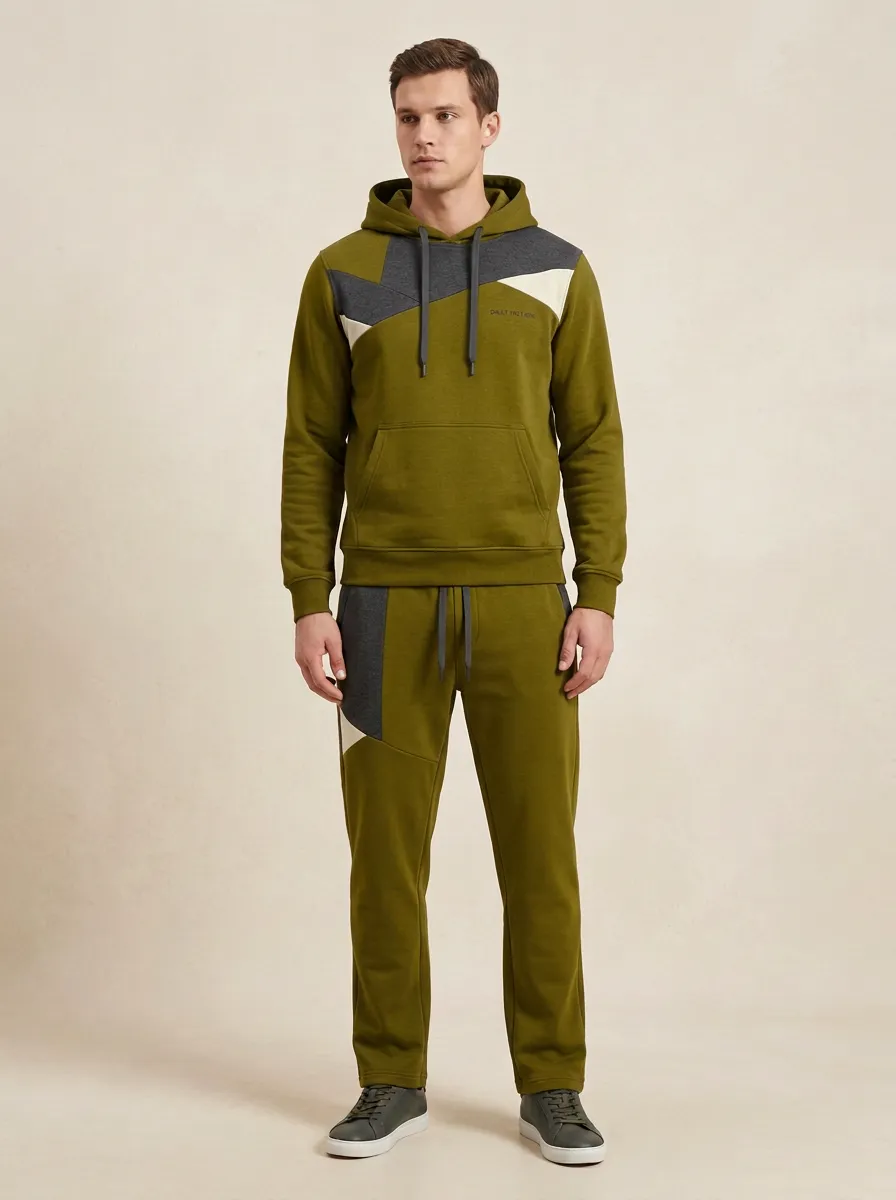 Men's Geometric Colorblock Print Jogger Set