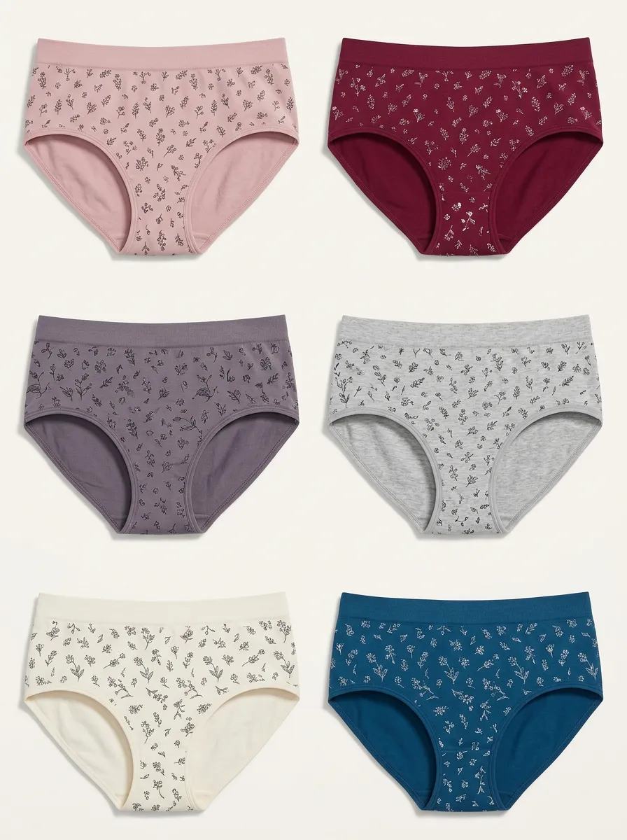 Women's Six-Pair Floral Print Seamless Brief Set
