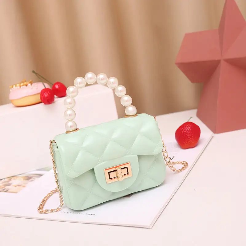 Compact Pearl Chain Strap Clutch Bag