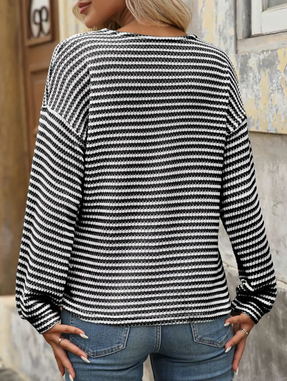 Button Down V Neck Top