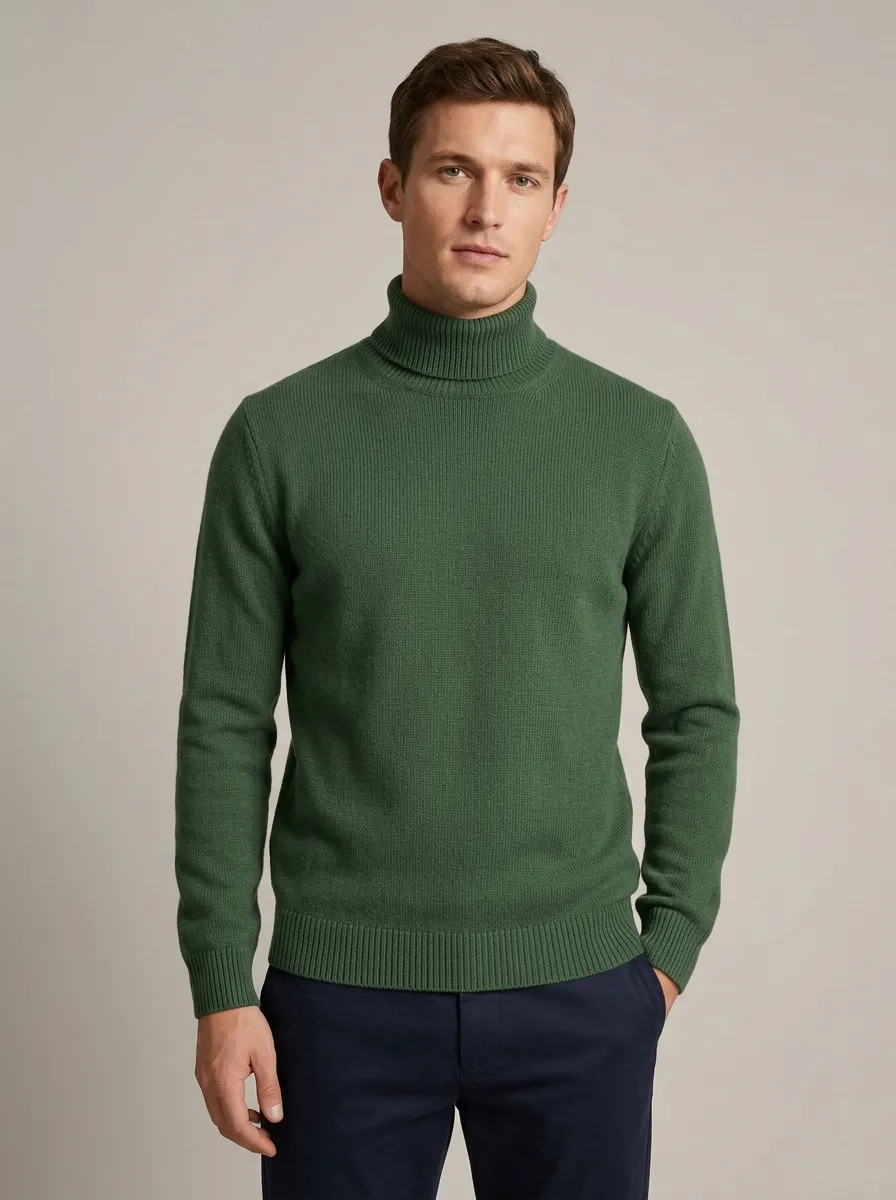 Men's Smart Minimal Ribbed Knit Turtleneck Sweater