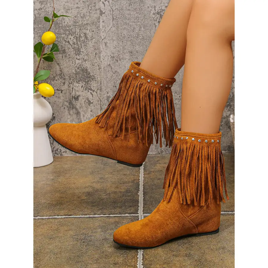 Fringe Boots with Studded Details