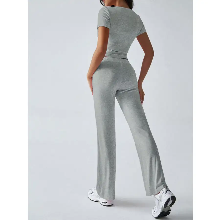Short Sleeve Top and Drawstring Pants Set