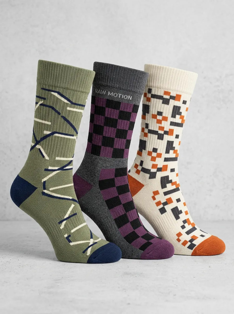 Graphic Checkered Geometric Casual Sock Set