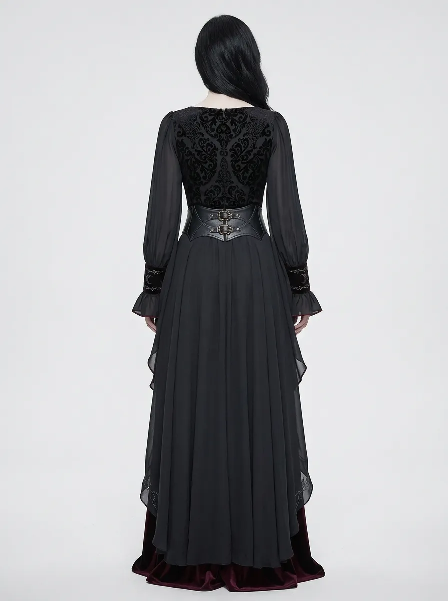 Dark Romantic Moon Detail Women's Gothic Dress