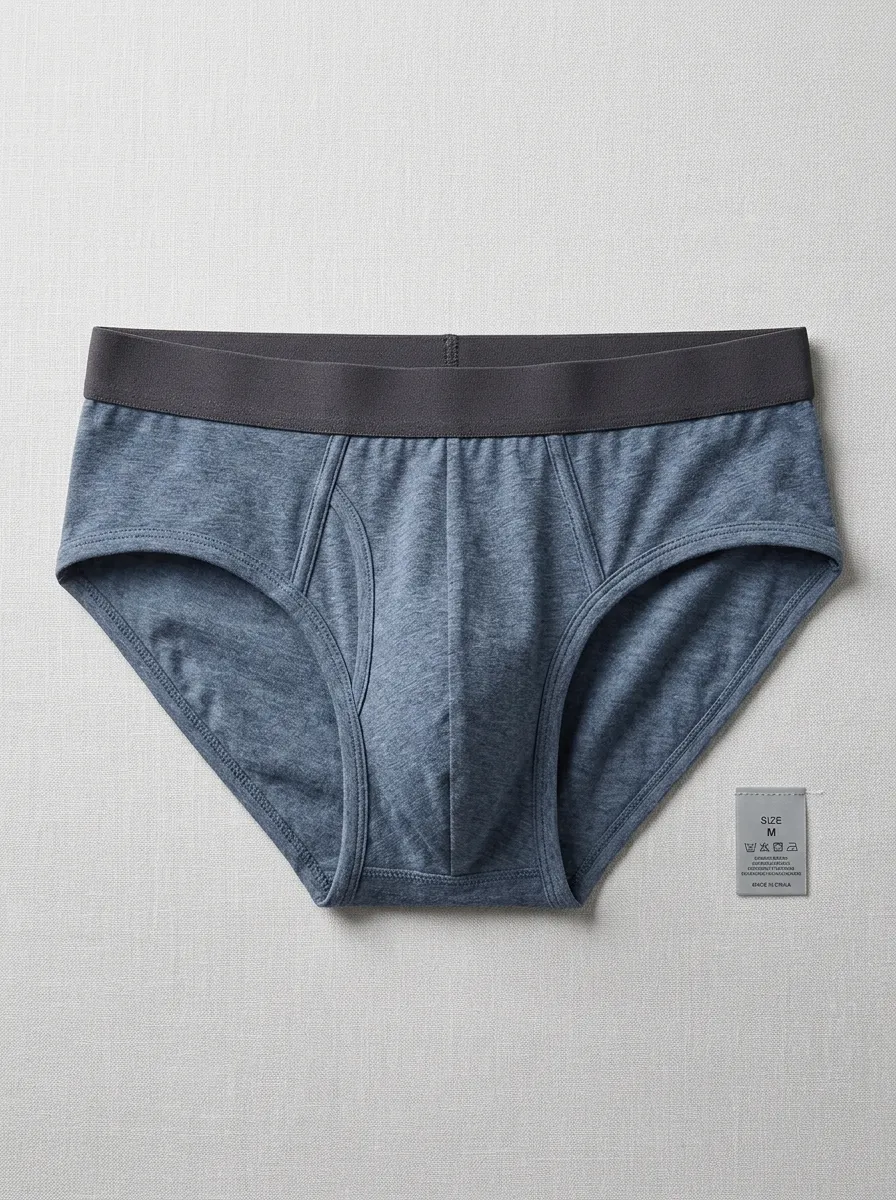 Men's Heather Blue Solid Color Printed Briefs