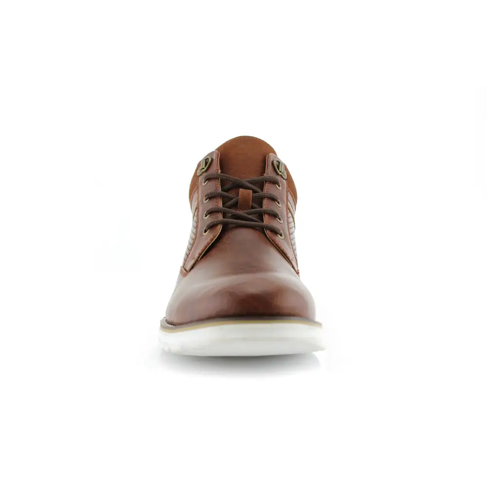 Structured Faux-Suede Suede Faux-Leather Chukka Boots