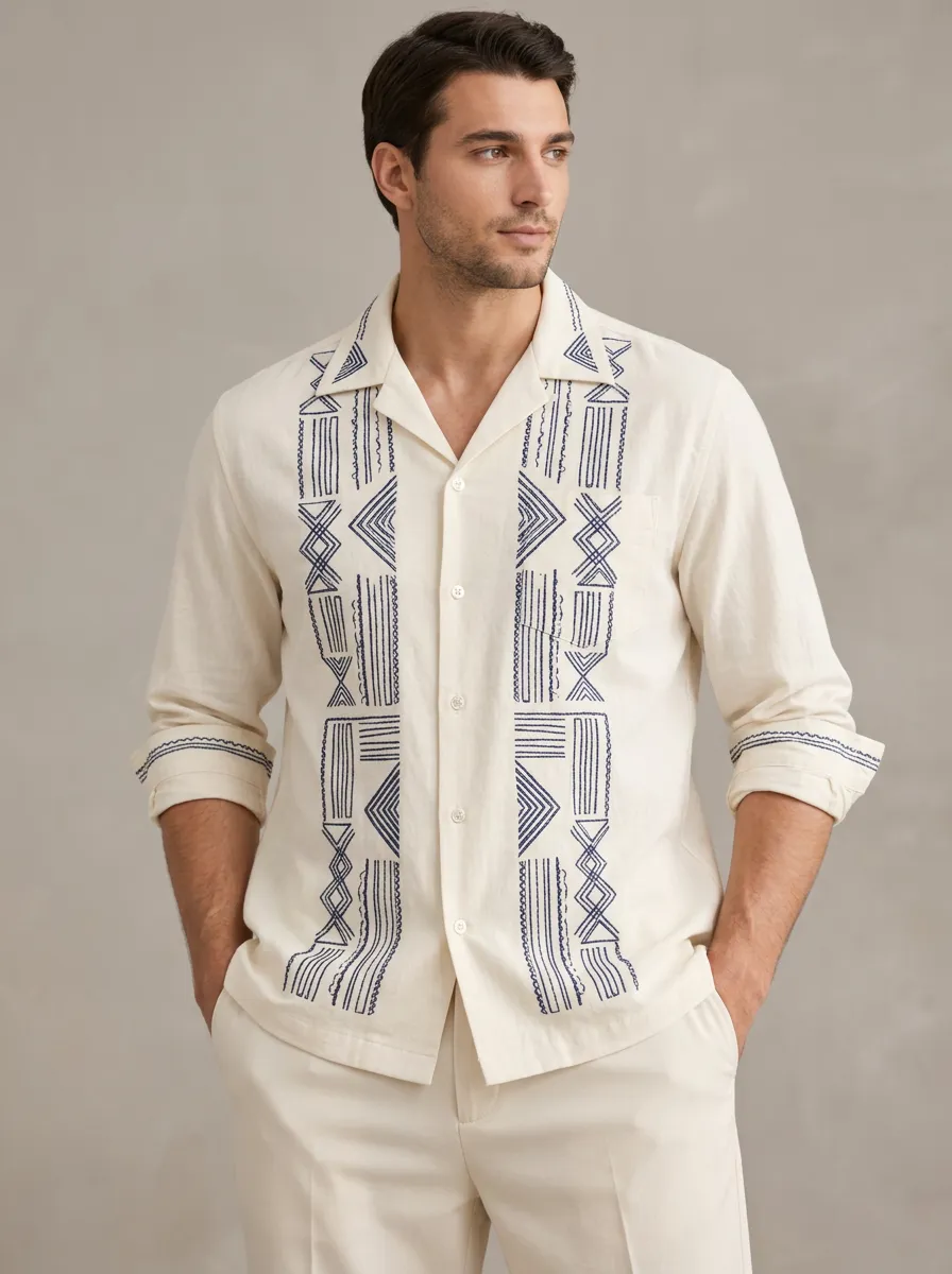 Men's Geometric Boho Printed Refined Shirt
