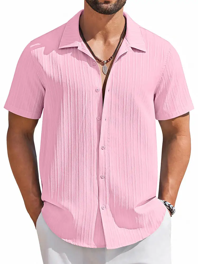 Casual Summer Textured Short Sleeve Shirt