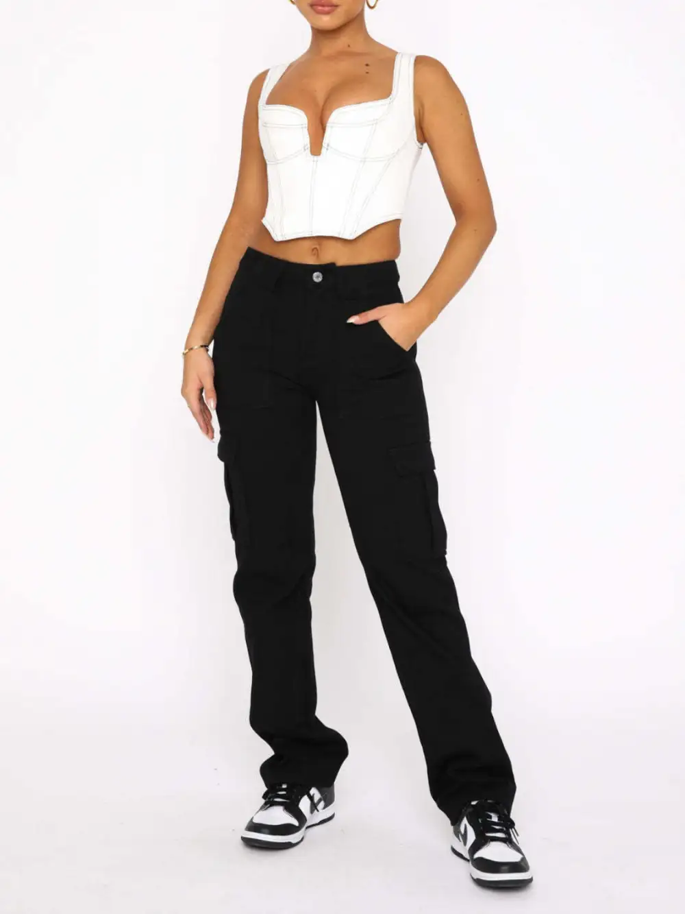 Straight Leg Pocketed Casual Everyday Cargo Pants