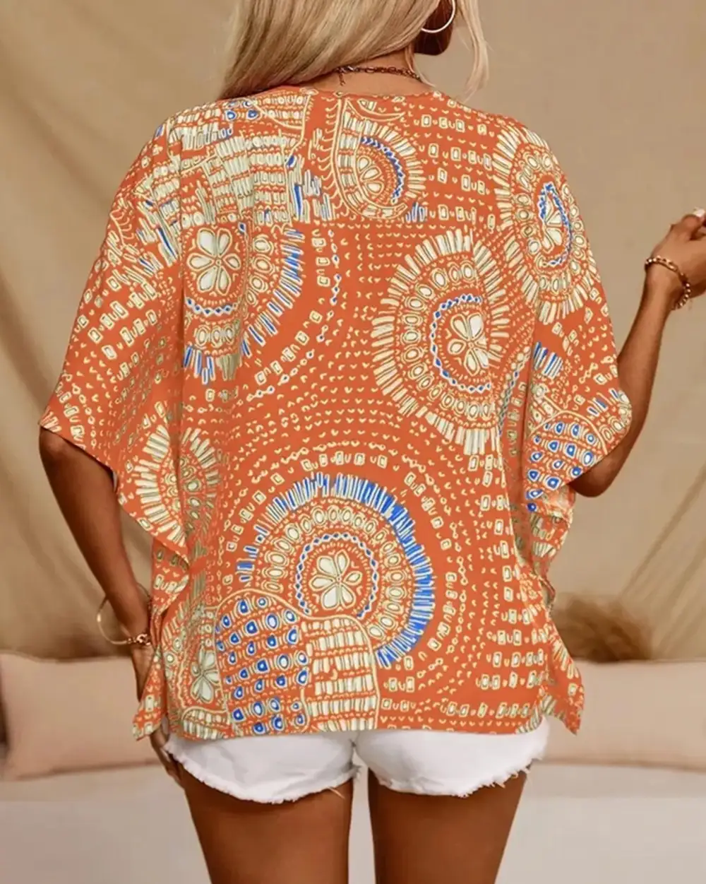 Soft Printed V Neck Blouse