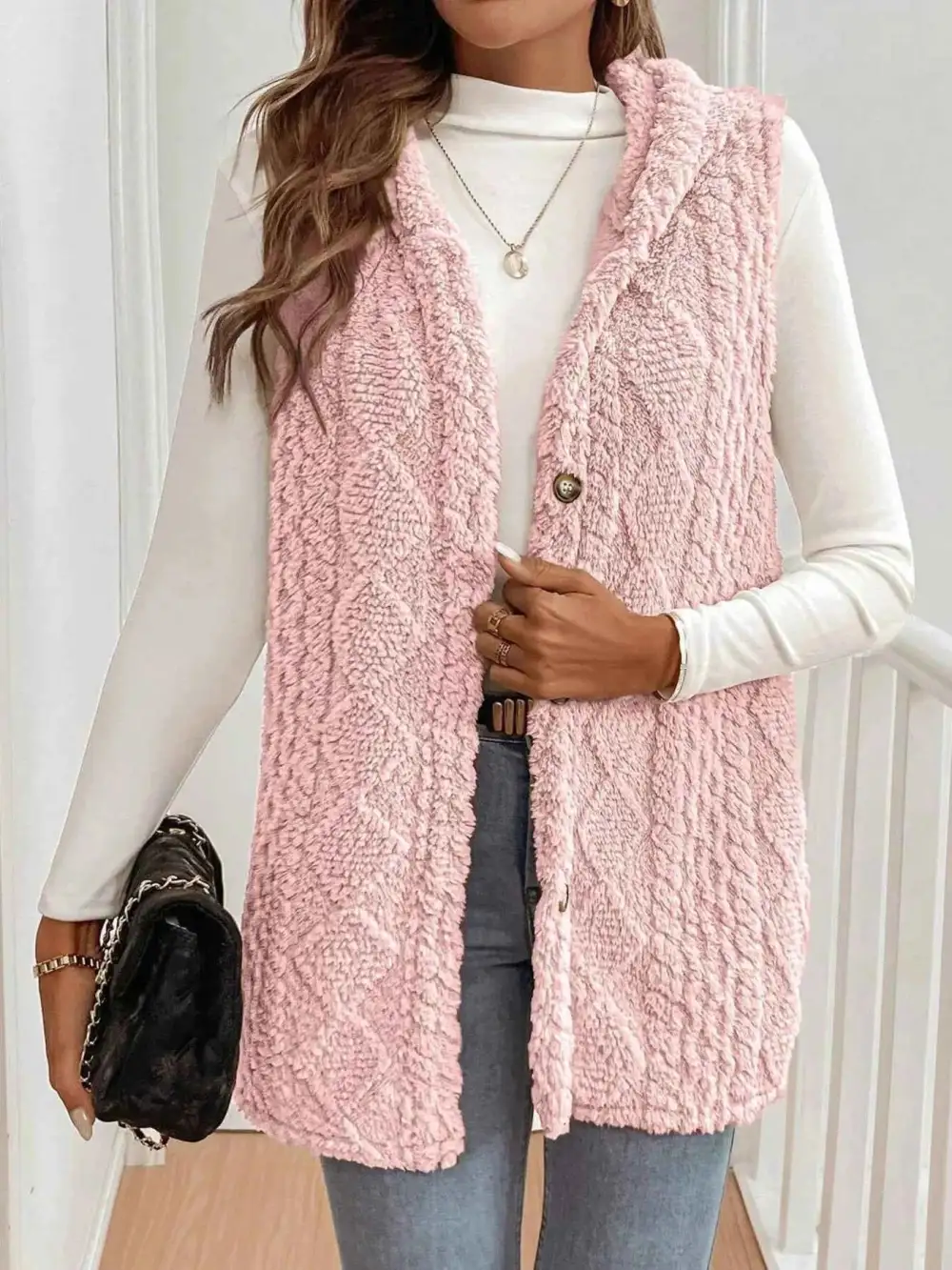 Cozy Sherpa Fleece Hooded Vest Coat