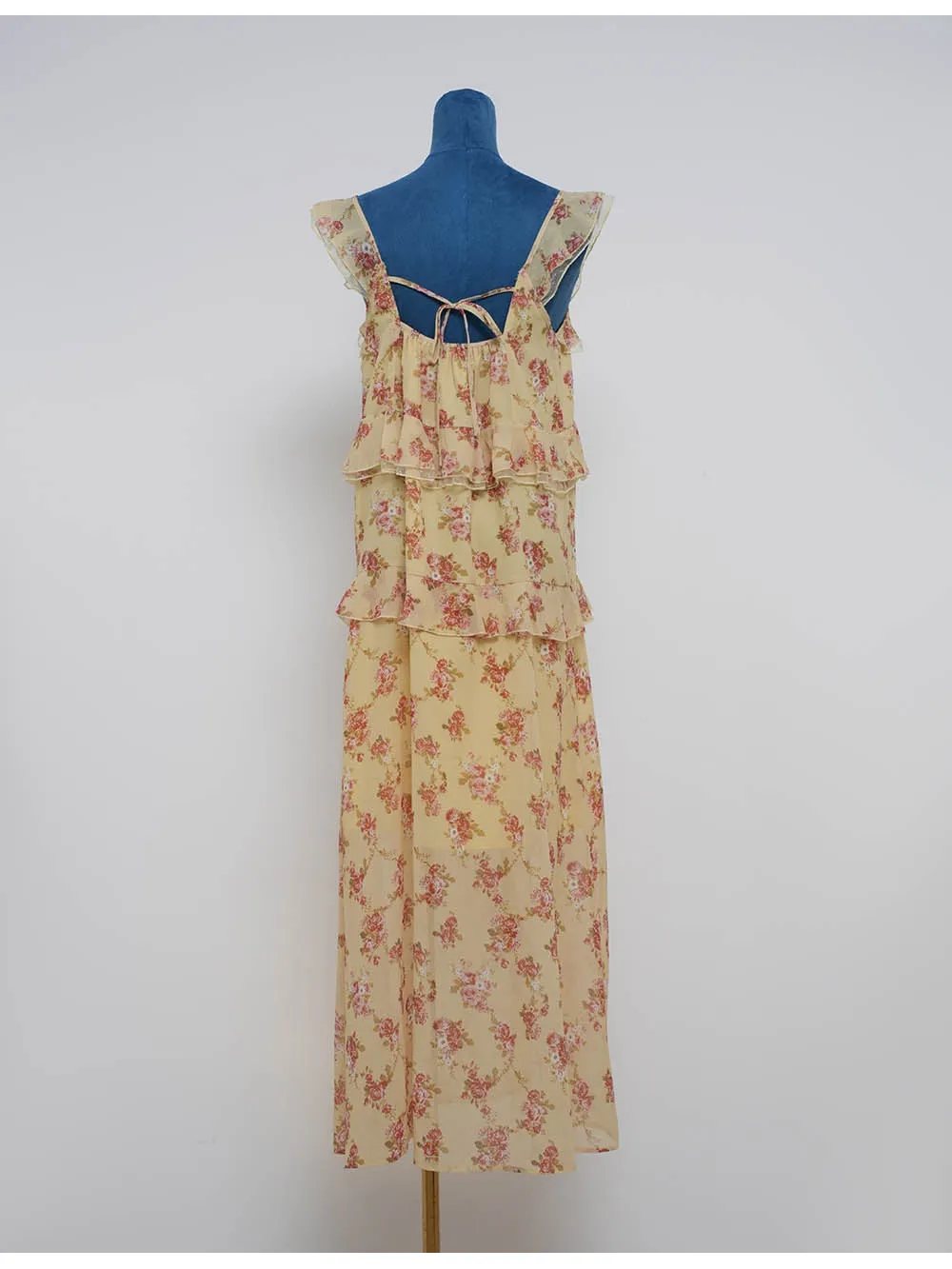 Boho Front Tiered Ruffle Sleeveless Midi Dress