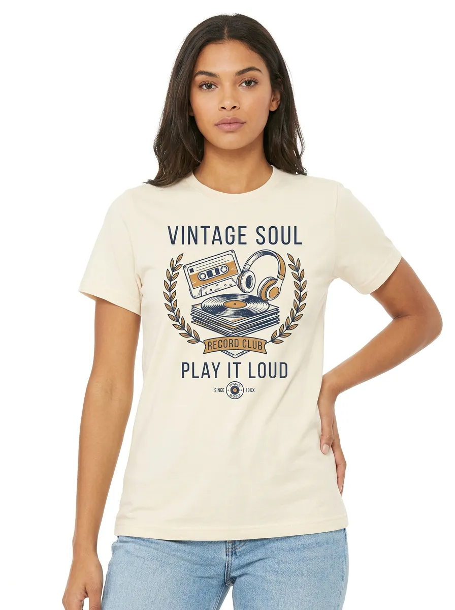 Women's Music Vintage Soul Cassette Vinyl Graphic T-Shirt