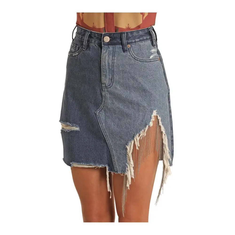 Classic Denim Distressed Skirt