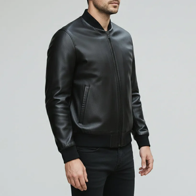 Classic Leather Bomber Flight Jacket