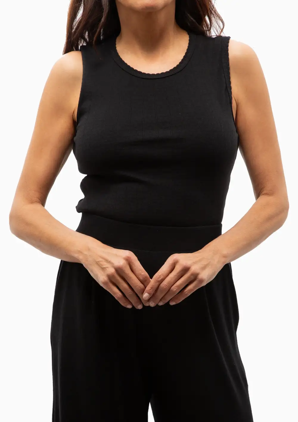 Pointelle Sleeveless Crew Top
