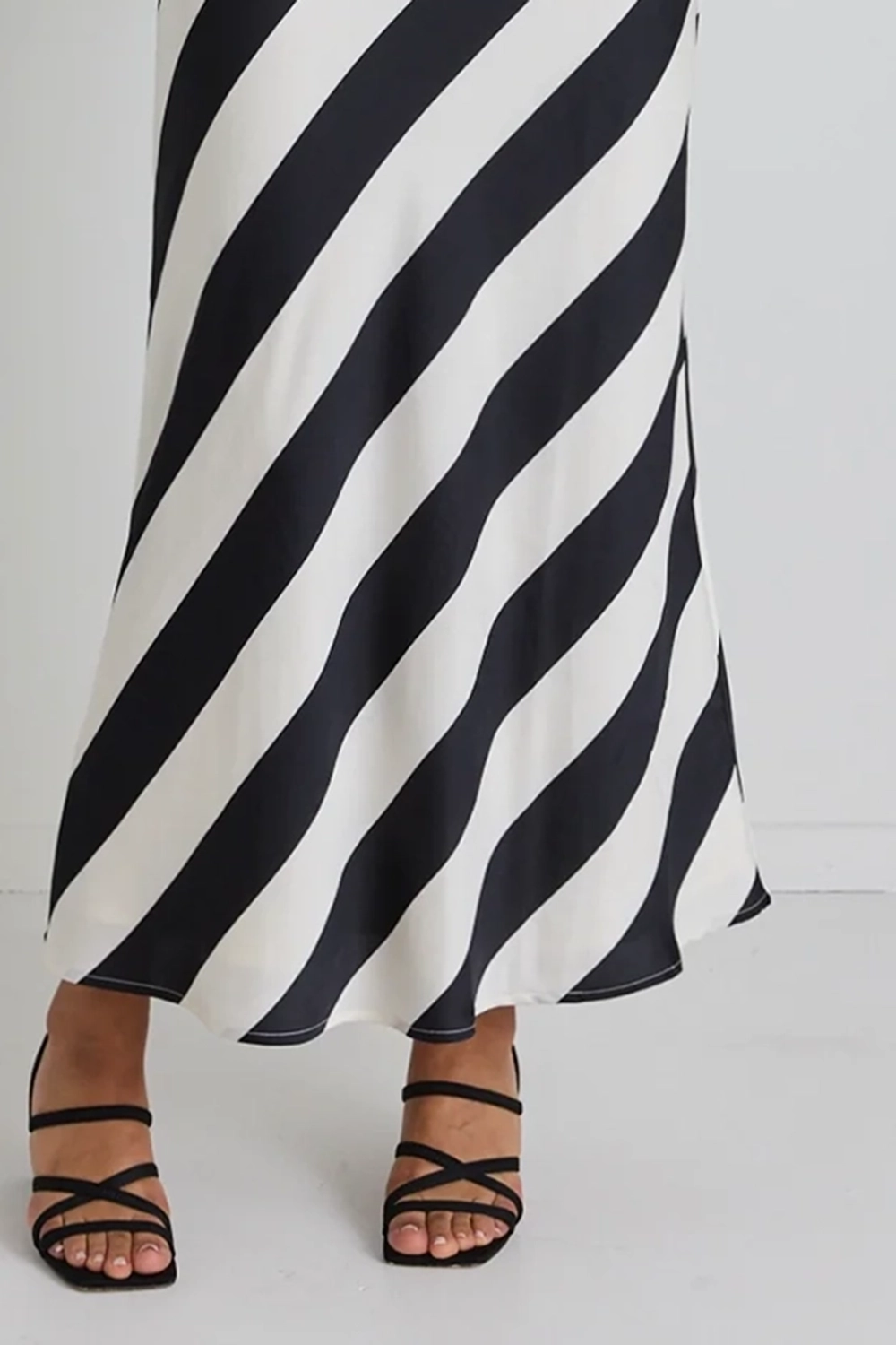 Striped V - Neck Short - Sleeve Maxi Dress