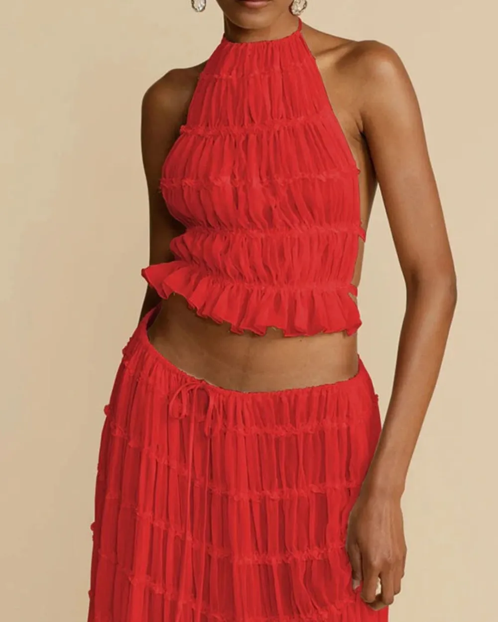 Pleated Back Halter Tank Set