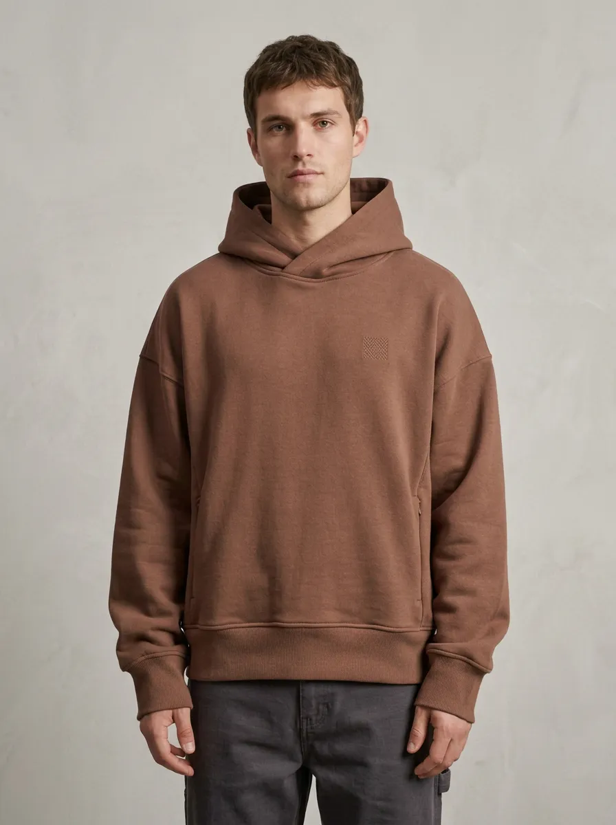 Unisex Embroidered Detail Leisure Ready Pullover Hoodie