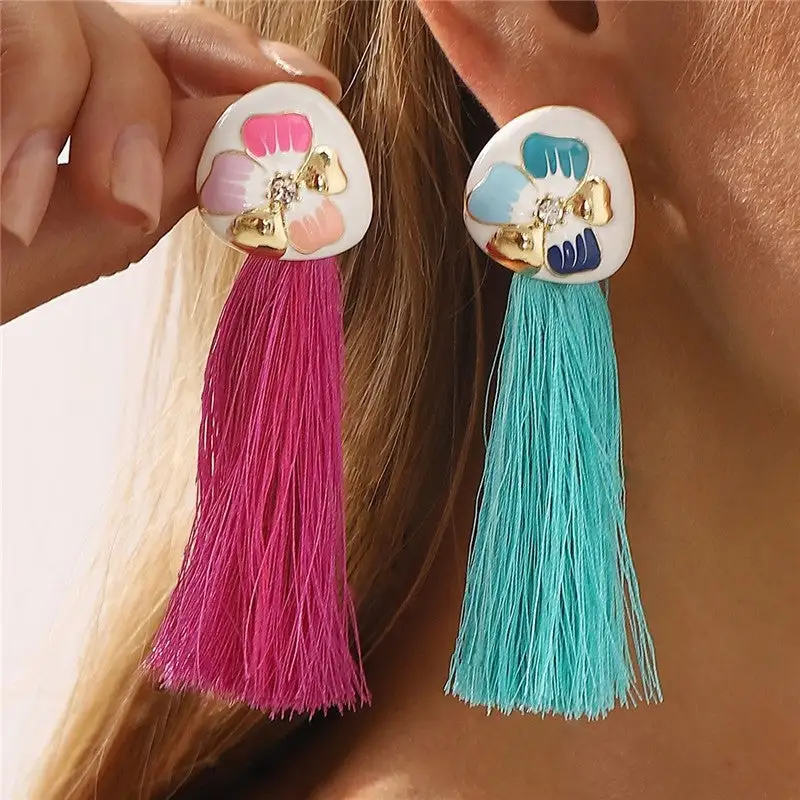 Vintage Floral Fringe Drop Earrings