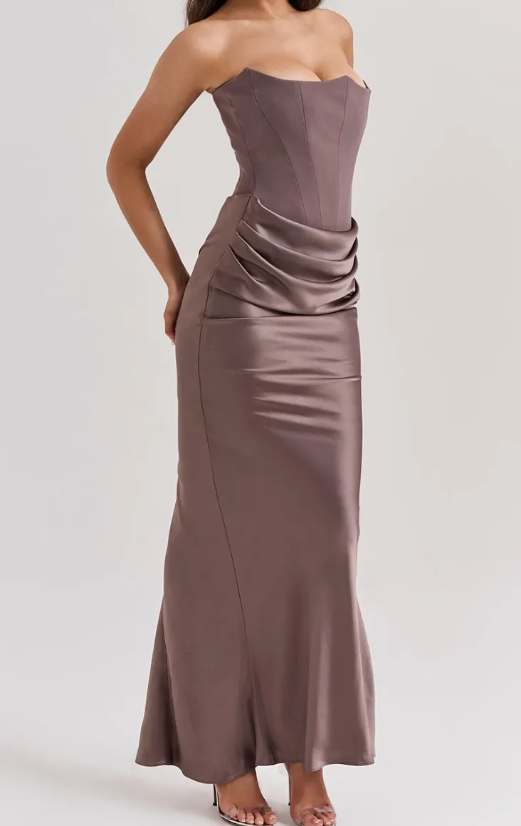 Lace Strapless Midi Dress